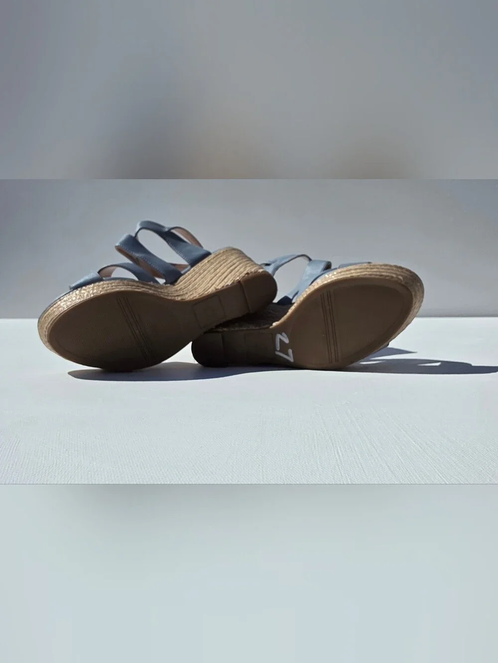 BCBGeneration Wedge Sandals Size 7.5 — Light Blue Strappy Espadrille Nw/oTags